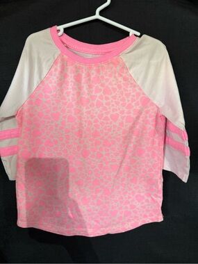 Cat & Jack Pink and Cream Long Sleeve Raglan Tee